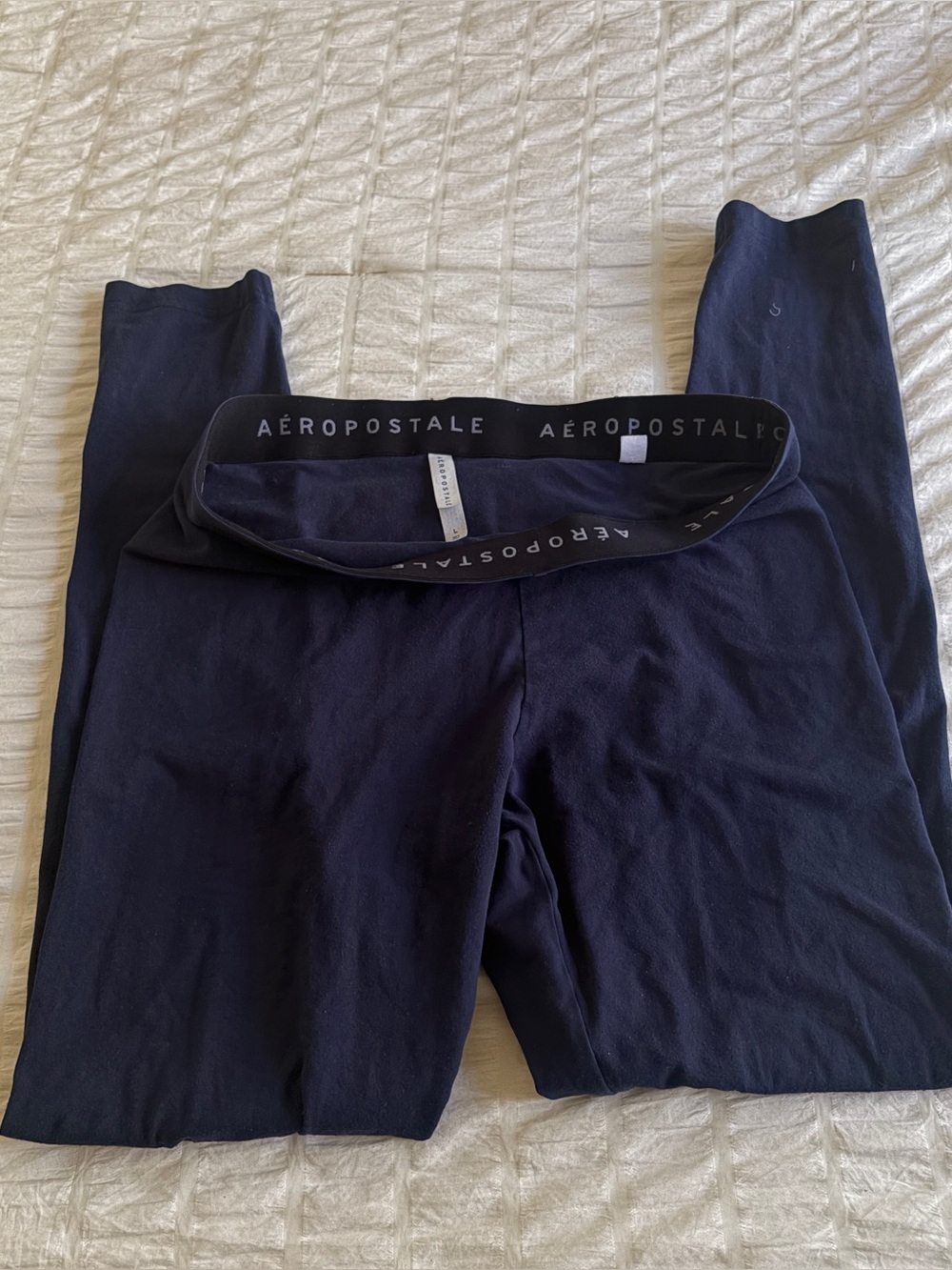 Aeropostale Navy Stretch Logo Waistband Leggings